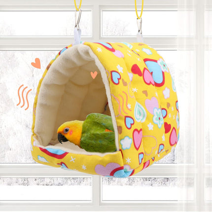 Bird Hammock - Sleeping Nest Bird - Bird Tent - Bird Cage Accessories - Parrot Toys - Parakeet Toys - Hammock - Plush House - Lovebird - Cockatiel - Canary - Sleeping Bag - Yellow - 1 Piece.