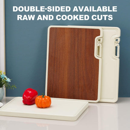 Double-sided cutting board - Serving board - Drinks board - Wooden cutting board - Kitchen board - Cheese board - Bread board - Meat board - Tapas board - Wooden cutting board - Chopping block - Kitchen accessories - Hygienic - Dishwasher safe - Brown - 1.