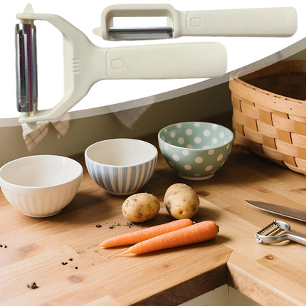 Peeler Set - Potato Peeler - Vegetable Peeler - Asparagus Peeler - Fruit Peeler - Paring Knives - Apple Peeler - Cucumber Peeler - Universal Peeler - Stainless Steel Blade - Kitchen Utensils - Kitchen Tools - Y Peeler - Beige - 2 Pieces.