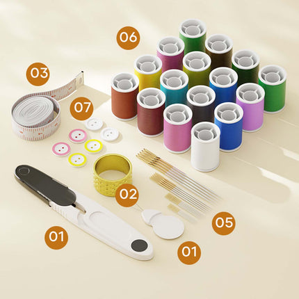 Sewing Kit - Sewing Box - Sewing Thread - Sewing Supplies - Haberdashery - Travel Sewing Kit - Sewing Kit - Sewing Accessories - Clothing Repair Kit - Needles and Thread - Needle and Thread - Measuring Tape - Crafts - Sewing Case - Starter Kit - Beige - 1.