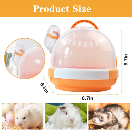 Hamster Cage - Rodent Transport Box - Hamster Cage - Travel Basket - Transport Box - Mouse Cage - Dwarf Hamster - With Drinking Bottle - Gerbil - Guinea Pig - Rat Cage - Portable Cage - Pet Supplies - Orange - 1 Piece.