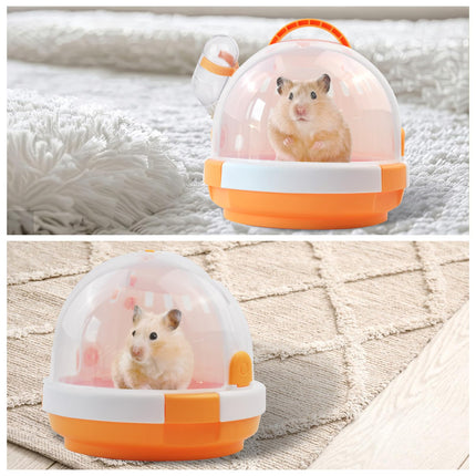Hamster Cage - Rodent Transport Box - Hamster Cage - Travel Basket - Transport Box - Mouse Cage - Dwarf Hamster - With Drinking Bottle - Gerbil - Guinea Pig - Rat Cage - Portable Cage - Pet Supplies - Orange - 1 Piece.