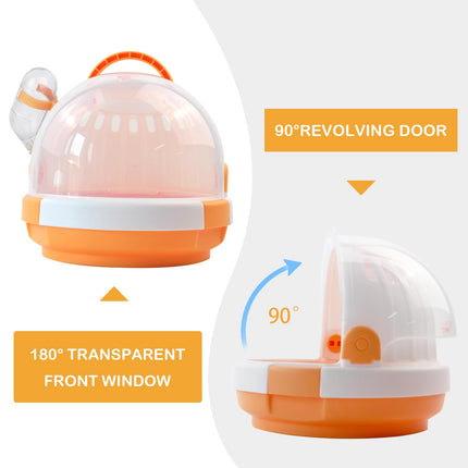 Hamster Cage - Rodent Transport Box - Hamster Cage - Travel Basket - Transport Box - Mouse Cage - Dwarf Hamster - With Drinking Bottle - Gerbil - Guinea Pig - Rat Cage - Portable Cage - Pet Supplies - Orange - 1 Piece.