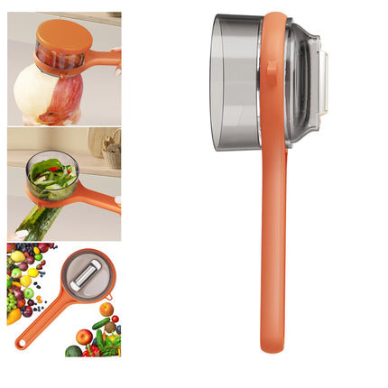 Peeler with collecting tray - Potato peeler - Vegetable peeler - Fruit peeler - Paring knife - Apple peeler - Cucumber peeler - Kitchen utensils - Peeler with container - Kitchen tools - Asparagus peeler - Stainless steel - Peeling knife - Orange - 1 piec.
