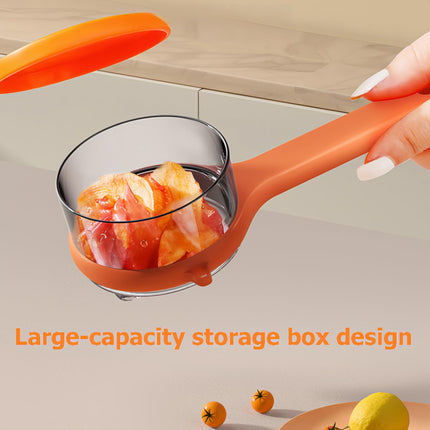 Peeler with collecting tray - Potato peeler - Vegetable peeler - Fruit peeler - Paring knife - Apple peeler - Cucumber peeler - Kitchen utensils - Peeler with container - Kitchen tools - Asparagus peeler - Stainless steel - Peeling knife - Orange - 1 piec.