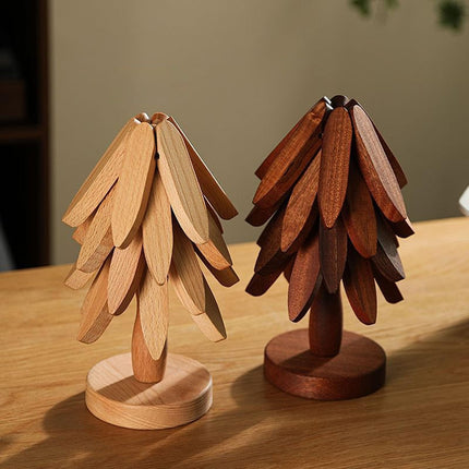 Wooden Coasters - Pan Coasters - Tree Coasters - Table Decoration - Home Accessories - Kitchen Accessories - Heat Resistant Coasters - Design Coasters - Wooden Decoration - Coasters - Glass Coasters - Brown - 2 Pieces.