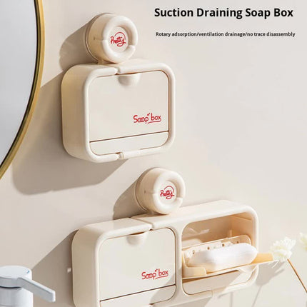 Soap Dish - Soap Holder - Soap Box with Lid - Shower Organizer - Bathroom Accessories - Soap Rack - Shower Tray - Soap Bowl - No Drilling - Self-Adhesive - Bathroom Rack - Sponge Holder - Soap Bowl Shower - Double - Wall Mount - Gray - 1 Piece.
