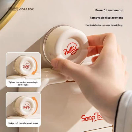 Soap Dish - Soap Holder - Soap Box with Lid - Shower Organizer - Bathroom Accessories - Soap Rack - Shower Tray - Soap Bowl - No Drilling - Self-Adhesive - Bathroom Rack - Sponge Holder - Soap Bowl Shower - Double - Wall Mount - Gray - 1 Piece.