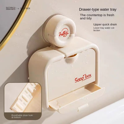 Soap Dish - Soap Holder - Soap Box with Lid - Shower Organizer - Bathroom Accessories - Soap Rack - Shower Tray - Soap Bowl - No Drilling - Self-Adhesive - Bathroom Rack - Sponge Holder - Soap Bowl Shower - Double - Wall Mount - Gray - 1 Piece.