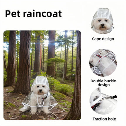 Dog Raincoat - Dog Raincoat - Waterproof Dog Coat - Transparent Rain Poncho - Dog Clothing - Rain Suit - Hooded Jacket - Dog Accessories - Walking Supplies - Dog Supplies - Outdoor Pet - Transparent - 1 Piece.