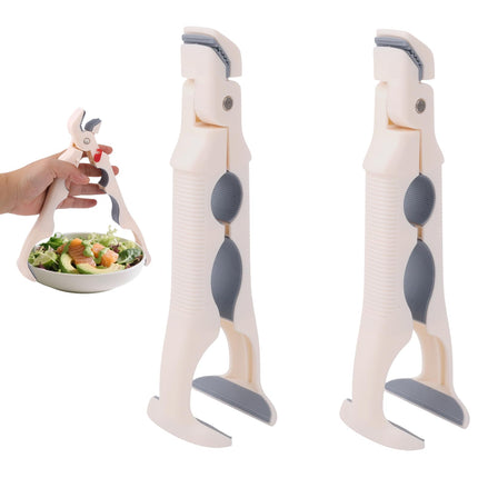Pan Handle - Plate Tongs - Bowl Tongs - Hot Dish Gripper - Airfryer Accessories - Anti-Scorch Clip - Oven Glove Alternative - Microwave Aid - Kitchen Gadget - Heat Resistant - Anti-Slip - Pan Lifter - Beige - 2 Pieces.