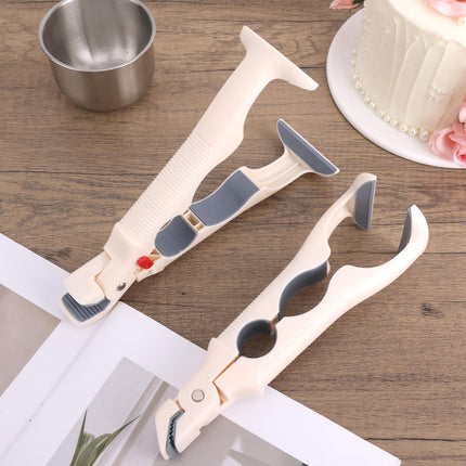 Pan Handle - Plate Tongs - Bowl Tongs - Hot Dish Gripper - Airfryer Accessories - Anti-Scorch Clip - Oven Glove Alternative - Microwave Aid - Kitchen Gadget - Heat Resistant - Anti-Slip - Pan Lifter - Beige - 2 Pieces.