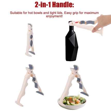 Pan Handle - Plate Tongs - Bowl Tongs - Hot Dish Gripper - Airfryer Accessories - Anti-Scorch Clip - Oven Glove Alternative - Microwave Aid - Kitchen Gadget - Heat Resistant - Anti-Slip - Pan Lifter - Beige - 2 Pieces.