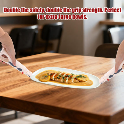 Pan Handle - Plate Tongs - Bowl Tongs - Hot Dish Gripper - Airfryer Accessories - Anti-Scorch Clip - Oven Glove Alternative - Microwave Aid - Kitchen Gadget - Heat Resistant - Anti-Slip - Pan Lifter - Beige - 2 Pieces.