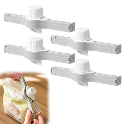 Spout Clips - Food Clips - Bag Closers - Kitchen Accessories - Bag Clips - Food Keepers - Clip with Cap - Airtight Storage - Coffee Clip - Pantry Organizer - Dosing Aid - Gray - Pack of 4.
