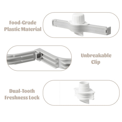 Spout Clips - Food Clips - Bag Closers - Kitchen Accessories - Bag Clips - Food Keepers - Clip with Cap - Airtight Storage - Coffee Clip - Pantry Organizer - Dosing Aid - Gray - Pack of 4.