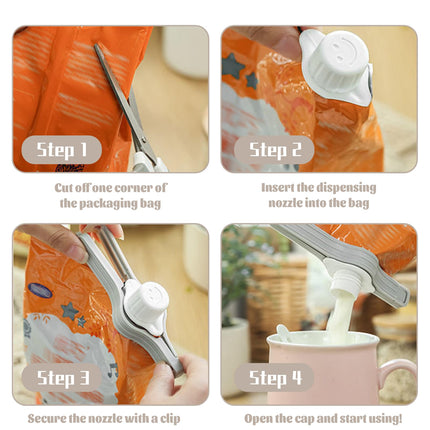 Spout Clips - Food Clips - Bag Closers - Kitchen Accessories - Bag Clips - Food Keepers - Clip with Cap - Airtight Storage - Coffee Clip - Pantry Organizer - Dosing Aid - Gray - Pack of 4.