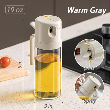 Oil Sprayer - Olive Oil Bottle - Oil Dispenser - 2 in 1 Spray and Pour - Oil Atomizer - Oil Can with Handle - Airfryer Accessories - Kitchen Gadget - Pouring Bottle - Vinegar Bottle - Dressing Shaker - Glass - Anti-Leak - White - 1 Piece.