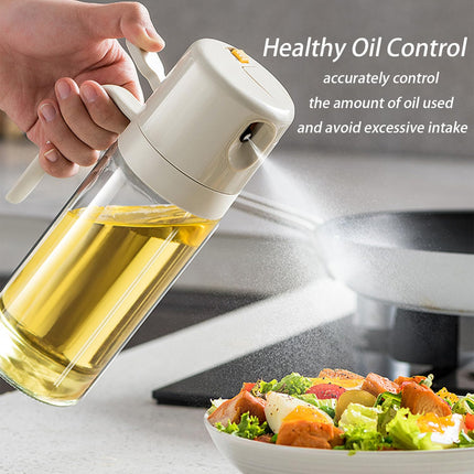 Oil Sprayer - Olive Oil Bottle - Oil Dispenser - 2 in 1 Spray and Pour - Oil Atomizer - Oil Can with Handle - Airfryer Accessories - Kitchen Gadget - Pouring Bottle - Vinegar Bottle - Dressing Shaker - Glass - Anti-Leak - White - 1 Piece.