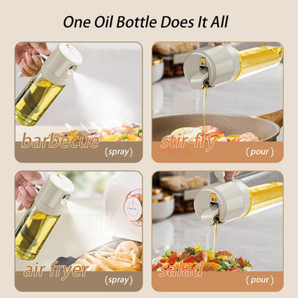 Oil Sprayer - Olive Oil Bottle - Oil Dispenser - 2 in 1 Spray and Pour - Oil Atomizer - Oil Can with Handle - Airfryer Accessories - Kitchen Gadget - Pouring Bottle - Vinegar Bottle - Dressing Shaker - Glass - Anti-Leak - White - 1 Piece.