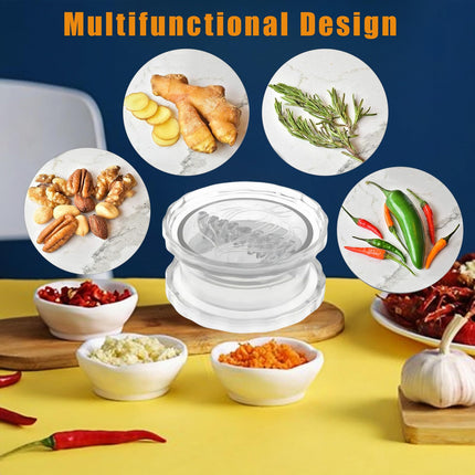 Garlic Press - Garlic Cutter - Garlic Grater - Ginger Mill - Herb Grinder - Garlic Crusher - Kitchen Gadget - Manual Press - Twist System - Kitchen Aid - Chopper - Dishwasher Safe - Transparent - 1 Piece.