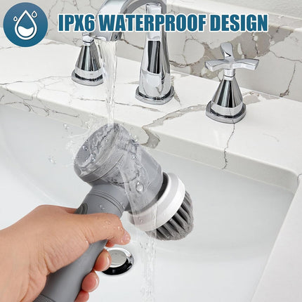 Electric Cleaning Brush - Spin Scrubber - Cordless Scrubbing Brush - Bathroom Cleaner - Power Scrubber - Tile Brush - Grout Brush - Kitchen Cleaning Tools - USB Rechargeable - Polishing Machine - With 5 Attachments - White - 1 Set.