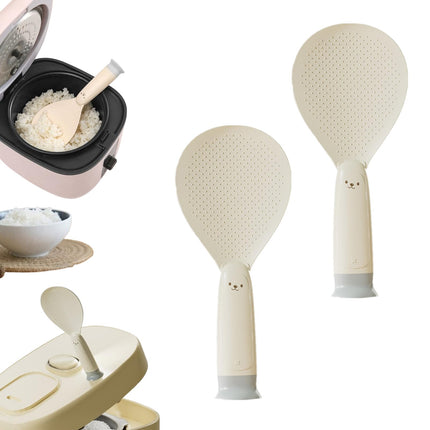 Rice Spoon - Standing Serving Spoon - Rice Scoop - Non-Stick - Rice Cooker Accessories - Potato Spoon - Kitchen Gadget - Sushi Making - Serving Cutlery - Heat Resistant - Dishwasher Safe - Kitchen Utensils - Beige - 2 Pieces.