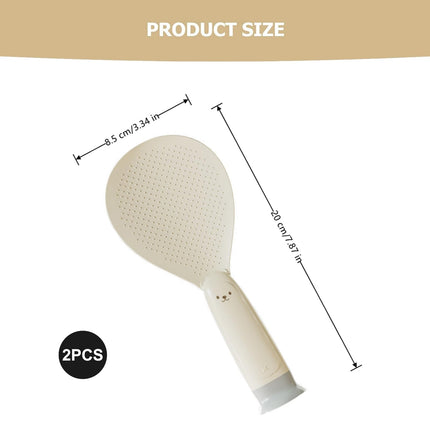 Rice Spoon - Standing Serving Spoon - Rice Scoop - Non-Stick - Rice Cooker Accessories - Potato Spoon - Kitchen Gadget - Sushi Making - Serving Cutlery - Heat Resistant - Dishwasher Safe - Kitchen Utensils - Beige - 2 Pieces.