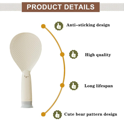 Rice Spoon - Standing Serving Spoon - Rice Scoop - Non-Stick - Rice Cooker Accessories - Potato Spoon - Kitchen Gadget - Sushi Making - Serving Cutlery - Heat Resistant - Dishwasher Safe - Kitchen Utensils - Beige - 2 Pieces.