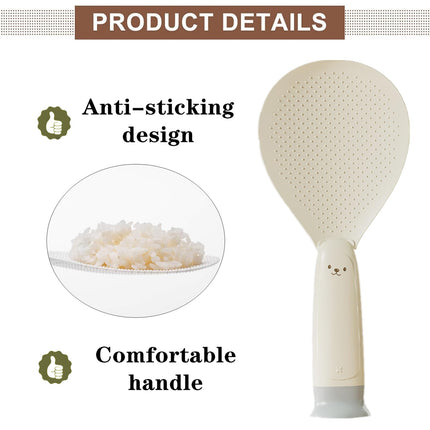Rice Spoon - Standing Serving Spoon - Rice Scoop - Non-Stick - Rice Cooker Accessories - Potato Spoon - Kitchen Gadget - Sushi Making - Serving Cutlery - Heat Resistant - Dishwasher Safe - Kitchen Utensils - Beige - 2 Pieces.