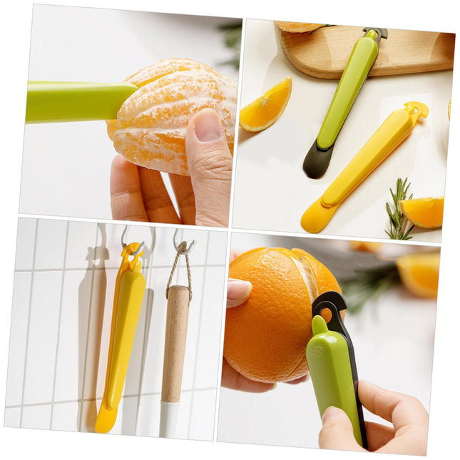 Orange Peeler - Citrus Peeler - Fruit Peeler - Kitchen Tool - Grapefruit Opener - Peel Remover - Plastic Peeling Knife - Kitchen Accessories - Citrus Fruit Tool - Handy Kitchen Utensils - Fruit Preparation - Mandarin Peeler - Yellow and Green - 2 Pieces.