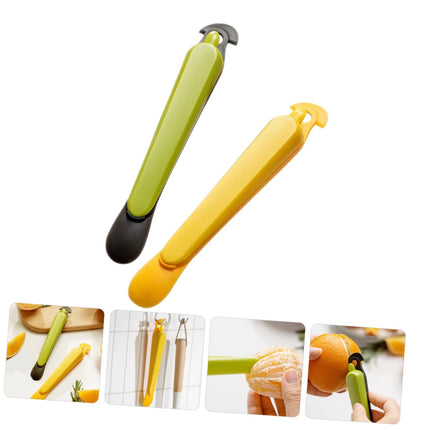 Orange Peeler - Citrus Peeler - Fruit Peeler - Kitchen Tool - Grapefruit Opener - Peel Remover - Plastic Peeling Knife - Kitchen Accessories - Citrus Fruit Tool - Handy Kitchen Utensils - Fruit Preparation - Mandarin Peeler - Yellow and Green - 2 Pieces.