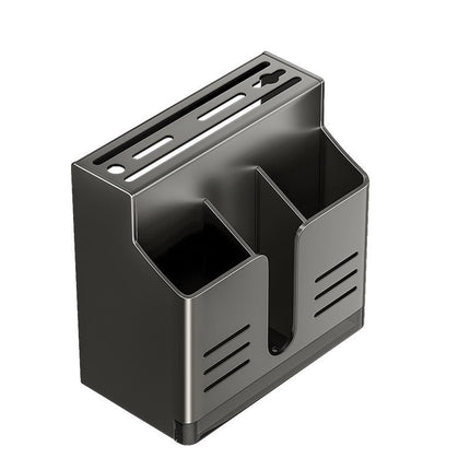 Knife Block Without Drilling - Cutlery Holder - Kitchen Organizer Countertop - Universal Knife Holder - Kitchen Utensil Holder - Spoon Holder - Wall Rack Kitchen - Cutlery Drainer - Cutlery Tray - Standing or Hanging - Storage System - Dark Gray - 1 Piece.