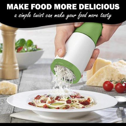 Cheese Mill - Cheese Grater - Parmesan Grater - Herb Mill - Manual Grater - Nut Grinder - Chocolate Grater - Kitchen Aid - Rotating Grater - Kitchen Utensils - Stainless Steel Blades - Hard Cheese Mill - Dishwasher Safe - White and Green - 1 Piece.