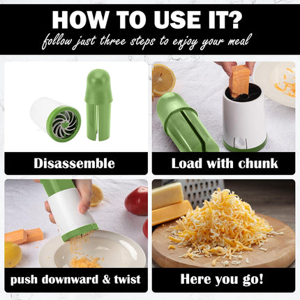 Cheese Mill - Cheese Grater - Parmesan Grater - Herb Mill - Manual Grater - Nut Grinder - Chocolate Grater - Kitchen Aid - Rotating Grater - Kitchen Utensils - Stainless Steel Blades - Hard Cheese Mill - Dishwasher Safe - White and Green - 1 Piece.