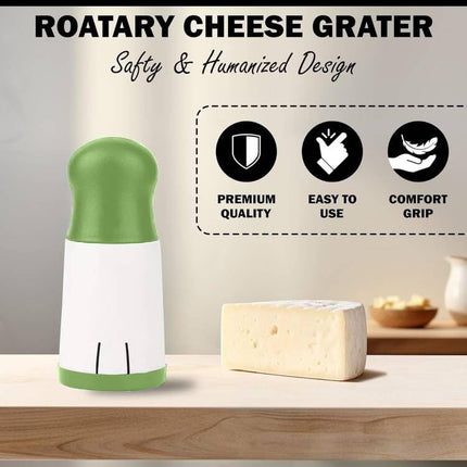 Cheese Mill - Cheese Grater - Parmesan Grater - Herb Mill - Manual Grater - Nut Grinder - Chocolate Grater - Kitchen Aid - Rotating Grater - Kitchen Utensils - Stainless Steel Blades - Hard Cheese Mill - Dishwasher Safe - White and Green - 1 Piece.