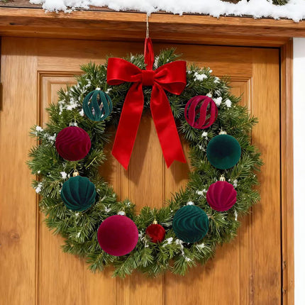 Christmas Ball Set - Velvet Christmas Balls - Unbreakable Christmas Decorations - Velvet Pendants - Christmas Tree Decorations - Luxury Christmas Decorations - Christmas Tree Pendants - Plastic Balls - Atmospheric Decoration - Christmas Ornaments - Dark R.