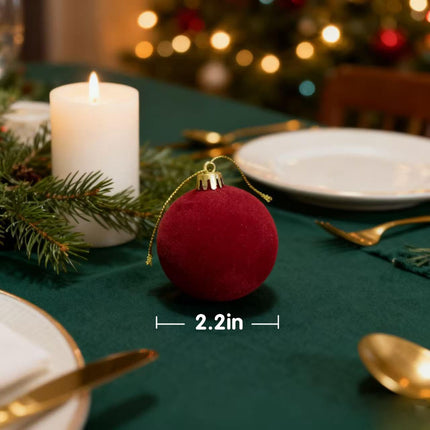 Christmas Ball Set - Velvet Christmas Balls - Unbreakable Christmas Decorations - Velvet Pendants - Christmas Tree Decorations - Luxury Christmas Decorations - Christmas Tree Pendants - Plastic Balls - Atmospheric Decoration - Christmas Ornaments - Dark R.