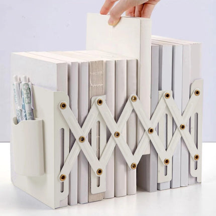 Bookend - Desk Organizer - Book Rack - Book Stand - Book Holder - Office - School Supplies - Magazine Rack - Desk Accessories - Metal Bookends - Office Supplies - Extendable - White - 1 Piece.