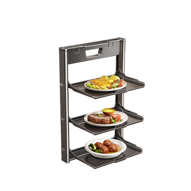 Kitchen Organizer - Kitchen Rack - Etagere - Plate Rack - Countertop Organizer - Kitchen Accessories - Serving Tower - Gourmet Dishes - Vegetable Rack - Storage Rack - Space Saving - Kitchen Utensils - Tapas - BBQ - 3 Tiers - Dark Gray - 1 Piece.
