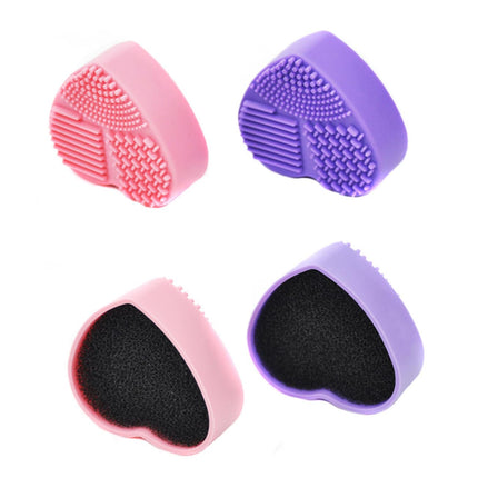 Makeup Brush Cleaner - Brush Cleaner - Brush Cleaner - Makeup Sponge - Cosmetic Accessories - Dry Cleaning Sponge - Brush Cleaning - Silicone Cleaning Mat - Beauty Gadget - Gift for Women - Heart-shaped - Pink and Purple - 2 Pieces.