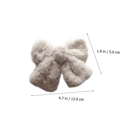 Hair Clip - Hairpin - Hair Bow - Large Bow - Hair Accessories Girls - Hair Accessories Women - Plush - Fluffy - Winter Accessories - Gift For Women - Clip - Soft - Black Beige Gray White Pink And Green - 6 Pieces.
