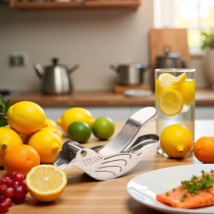 Lemon Squeezer - Manual Citrus Juicer - Lime Squeezer - Hand Squeezer - Kitchen Gadgets - Lemon Squeezer - Bird - Fruit Squeezer - Cocktail Accessories - Tableware - Gift - Orange Squeezer Hand - Stainless Steel - Silver - 1 Piece.
