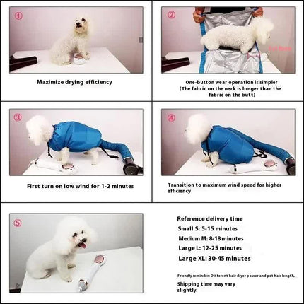 Dog Hair Dryer - Dog Drying Bag - Dog Water Blower - Dog Bathrobe - Dog Hair Dryer - Coat Care - Dog Towel - Animal Supplies - Grooming Salon - Bellows - Dog Hair Dryer - Quick-Drying Size M - Blue - 1 Piece.