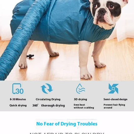 Dog Hair Dryer - Dog Drying Bag - Dog Water Blower - Dog Bathrobe - Dog Hair Dryer - Coat Care - Dog Towel - Animal Supplies - Grooming Salon - Bellows - Dog Hair Dryer - Quick-Drying Size M - Blue - 1 Piece.