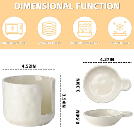 Sauce bowls - Tapas bowls - Dip bowls - Drinks bowls - Soy sauce bowl - Amuse bowls - Serving bowls - Gourmet - Snack bowls - Tableware - Ceramic Stackable with holder - White - 6 pieces.