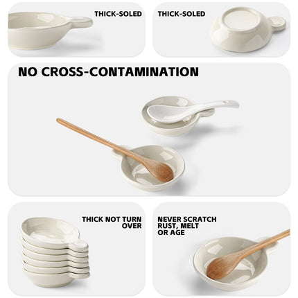 Sauce bowls - Tapas bowls - Dip bowls - Drinks bowls - Soy sauce bowl - Amuse bowls - Serving bowls - Gourmet - Snack bowls - Tableware - Ceramic Stackable with holder - White - 6 pieces.