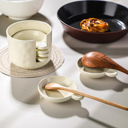 Sauce bowls - Tapas bowls - Dip bowls - Drinks bowls - Soy sauce bowl - Amuse bowls - Serving bowls - Gourmet - Snack bowls - Tableware - Ceramic Stackable with holder - White - 6 pieces.