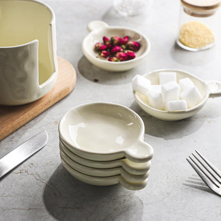 Sauce bowls - Tapas bowls - Dip bowls - Drinks bowls - Soy sauce bowl - Amuse bowls - Serving bowls - Gourmet - Snack bowls - Tableware - Ceramic Stackable with holder - White - 6 pieces.
