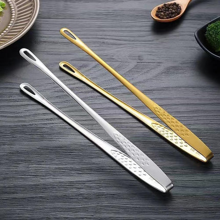 Meat Tongs - Barbecue Tongs - Kitchen Tongs - Serving Tongs - Cooking Tweezers - Grill Tongs - Gourmet Tongs - BBQ Accessories - Chef Tweezers - Kitchen Utensils - Meat Turning - Korean BBQ - Professional Stainless Steel - Gold - 2 Pieces.